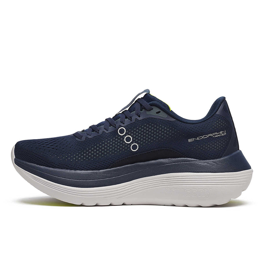 Endorphin Trainer - Men by Saucony in navy and white, high-tech durable running shoe for road running and training