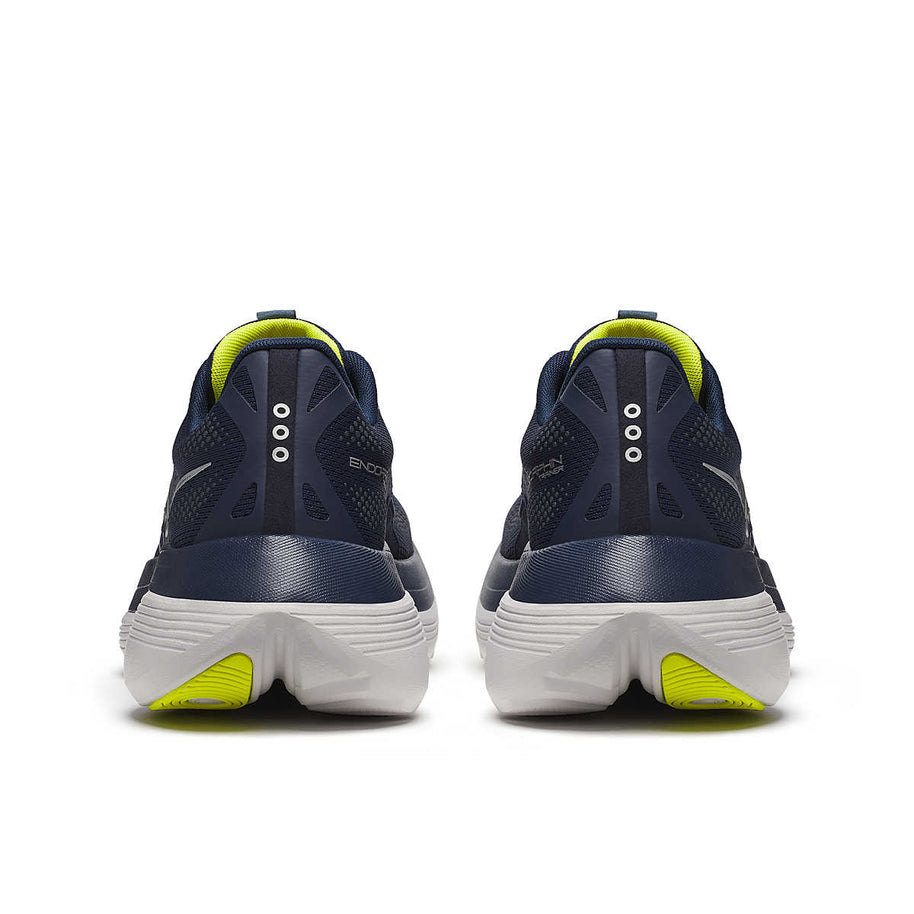 Endorphin Trainer - Men by Saucony in navy and neon yellow, durable road running shoes built for speed and everyday training