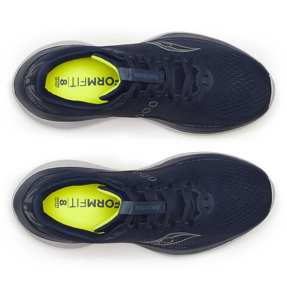Endorphin Trainer - Men by Saucony in navy and neon yellow, high-tech durable road running shoes for speed and everyday training