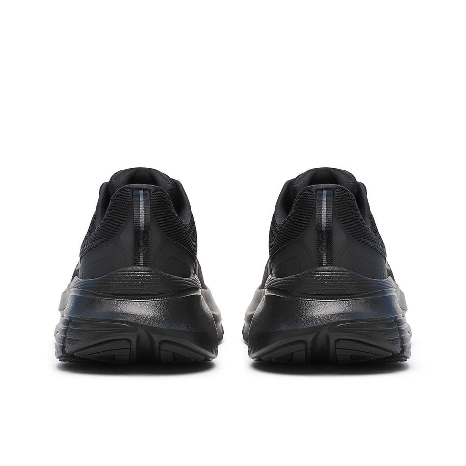 Guide 18 - Men by Saucony in black, cushioned road running shoes with PWRRUN midsole and CenterPath stability technology for comfort and support