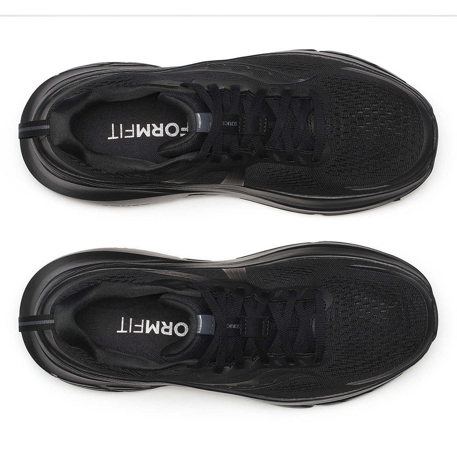 Guide 18 - Men by Saucony in black, lightweight road running shoes with PWRRUN cushioning and CenterPath technology for comfort and support