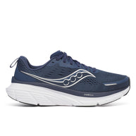 Guide 18 - Men by Saucony in navy and white, road running shoes with PWRRUN cushioning and CenterPath technology for comfort and protection
