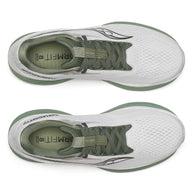 Ride 18 - Men by Saucony in white and green, lightweight road running shoes with responsive cushioning for versatile running comfort