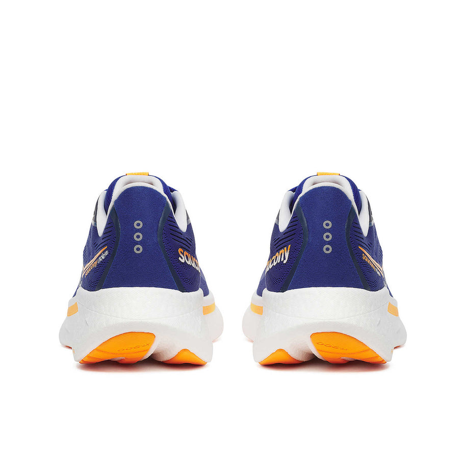 Ride 18 - Men by Saucony in blue and orange, lightweight responsive road running shoes for comfort and versatility in every run