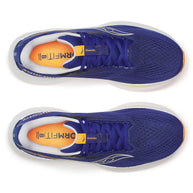 Ride 18 - Men by Saucony in blue with orange accents, lightweight responsive road running shoe designed for comfort and versatility