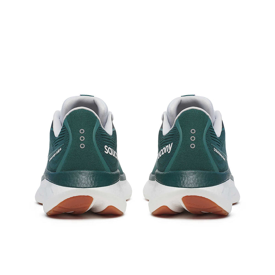 Ride 18 - Men by Saucony in green and white lightweight running shoes with soft responsive cushioning ideal for road running