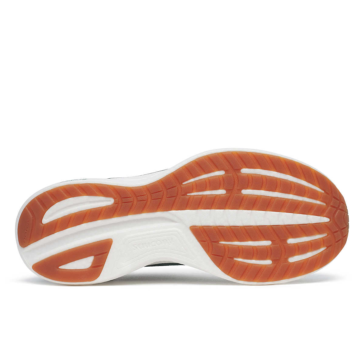 Ride 18 - Men by Saucony in white and burnt orange, lightweight responsive road running shoe with durable outsole for comfort and versatility