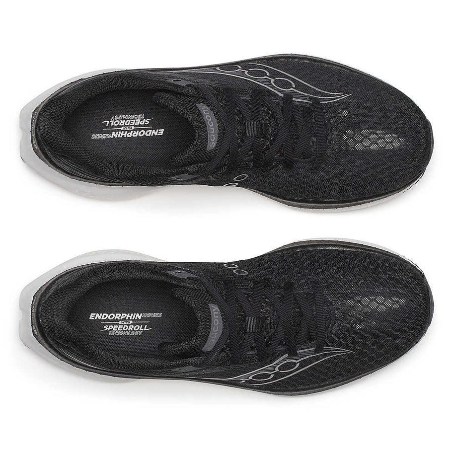 Endorphin Speed 5 - Men by Saucony in black with nylon plate and PWRRUN PB cushioning for fast, smooth road running and racing