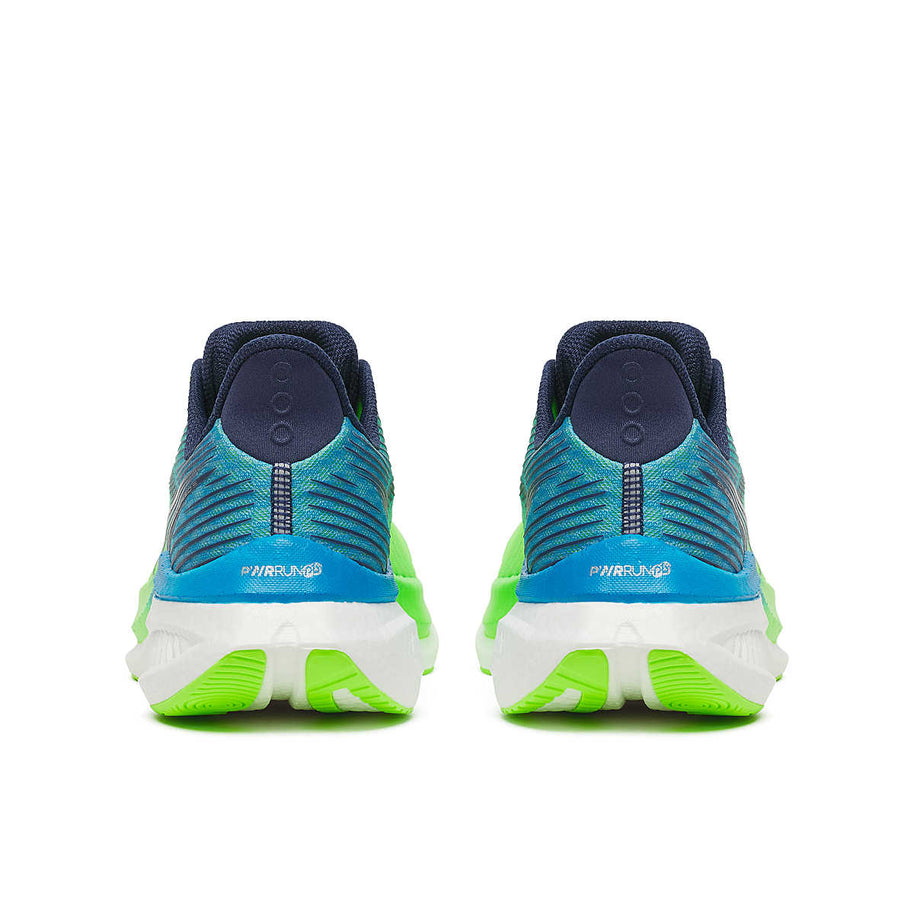 Endorphin Speed 5 - Men by Saucony in blue and green with PWRRUN PB cushioning and nylon plate for fast road running and racing