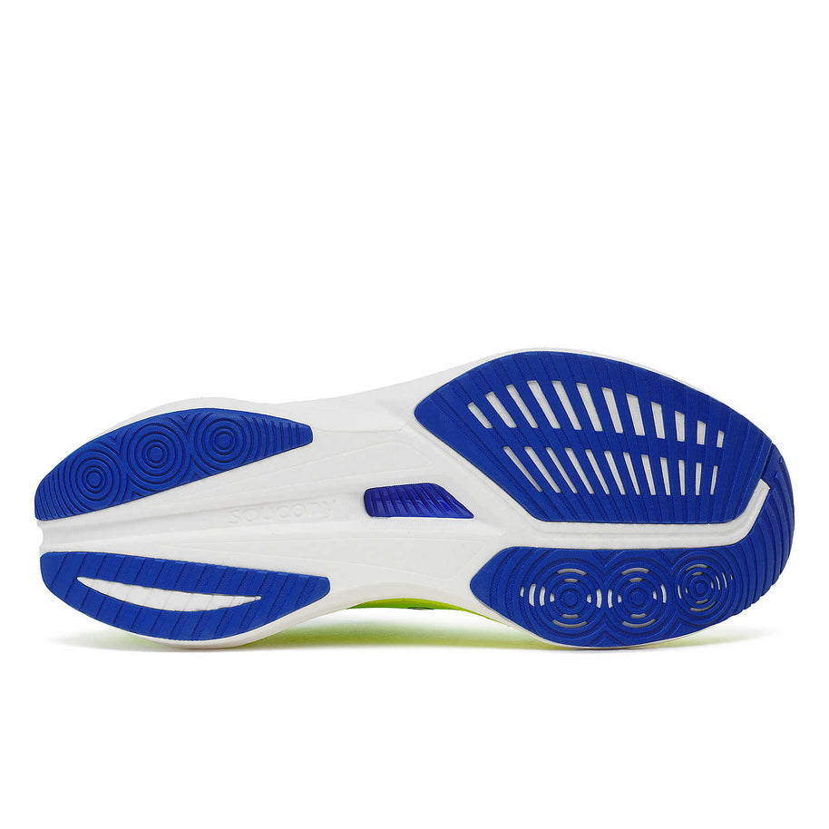 Endorphin Speed 5 - Men by Saucony in white and blue with nylon plate and PWRRUN PB cushioning, designed for fast road running