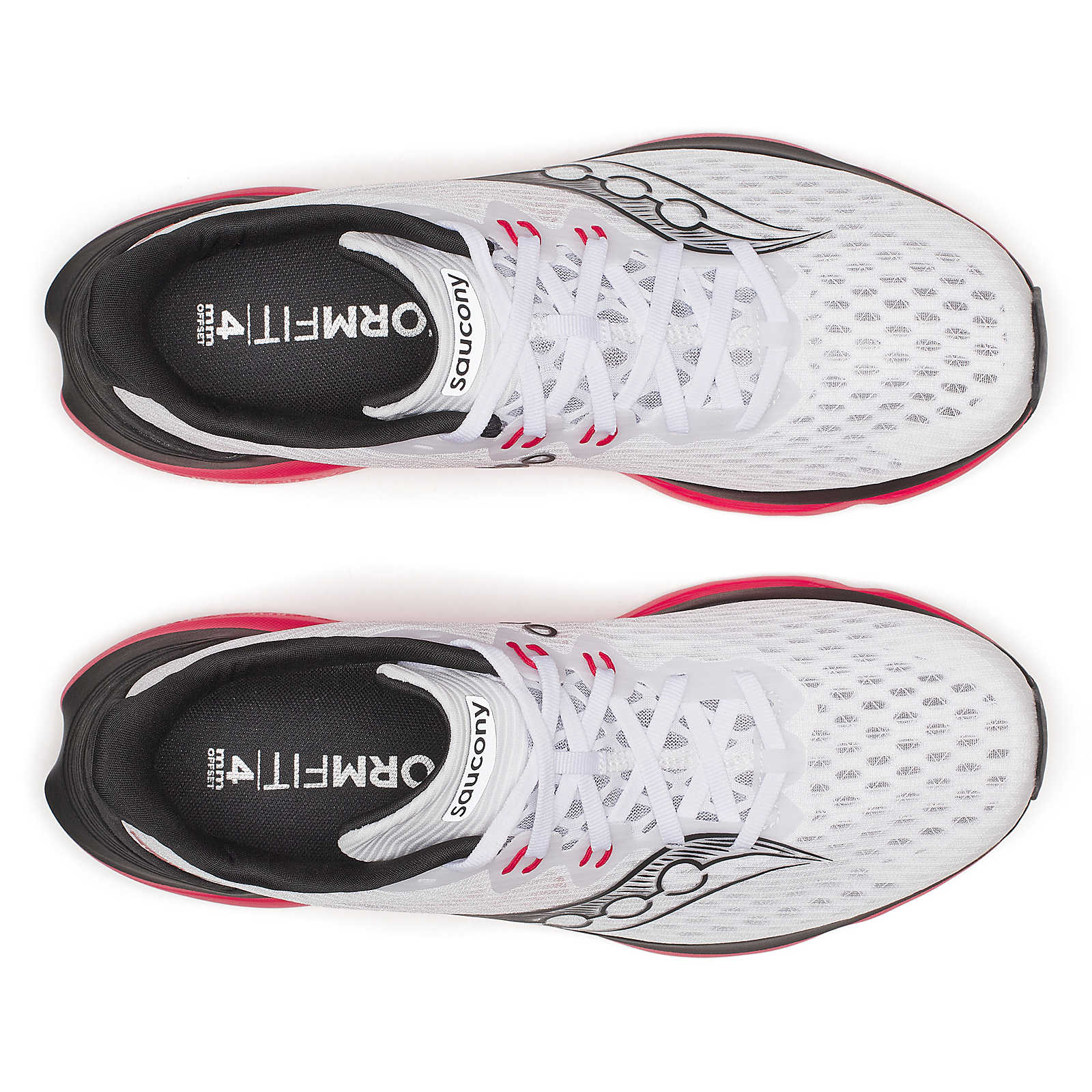 Kinvara 16 - Men by Saucony in white and black with red accents, lightweight road running shoe with PWRRUN cushioning for energized rides