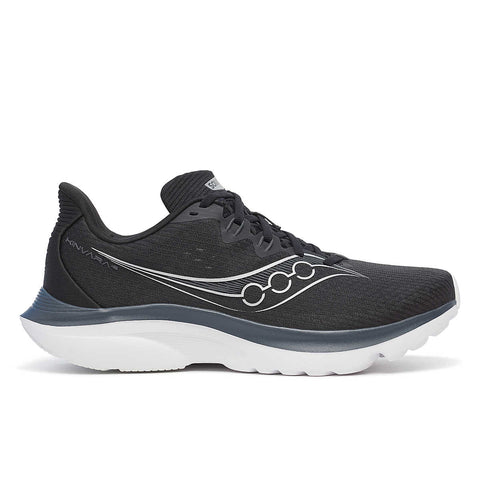 Kinvara 16 - Men by Saucony in black and white, lightweight road running shoe with upgraded PWRRUN cushioning for energized rides