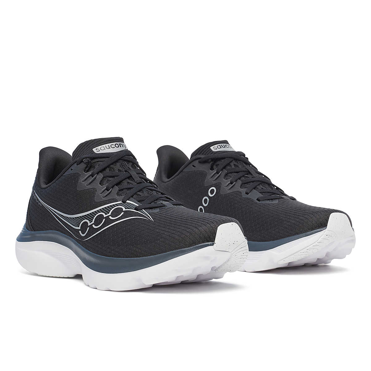 Kinvara 16 - Men by Saucony in black and white, lightweight road running shoe with PWRRUN cushioning for a smooth, energized ride