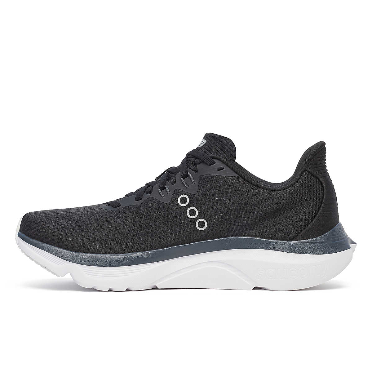 Kinvara 16 - Men by Saucony in black and grey lightweight road running shoe with PWRRUN cushioning for smooth energized ride