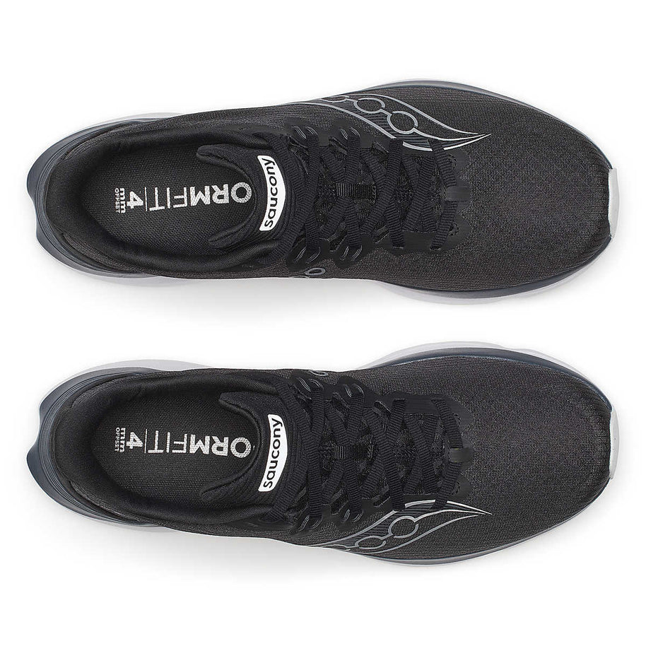 Kinvara 16 - Men by Saucony in black and grey lightweight road running shoes with PWRRUN cushioning for energized, durable daily training
