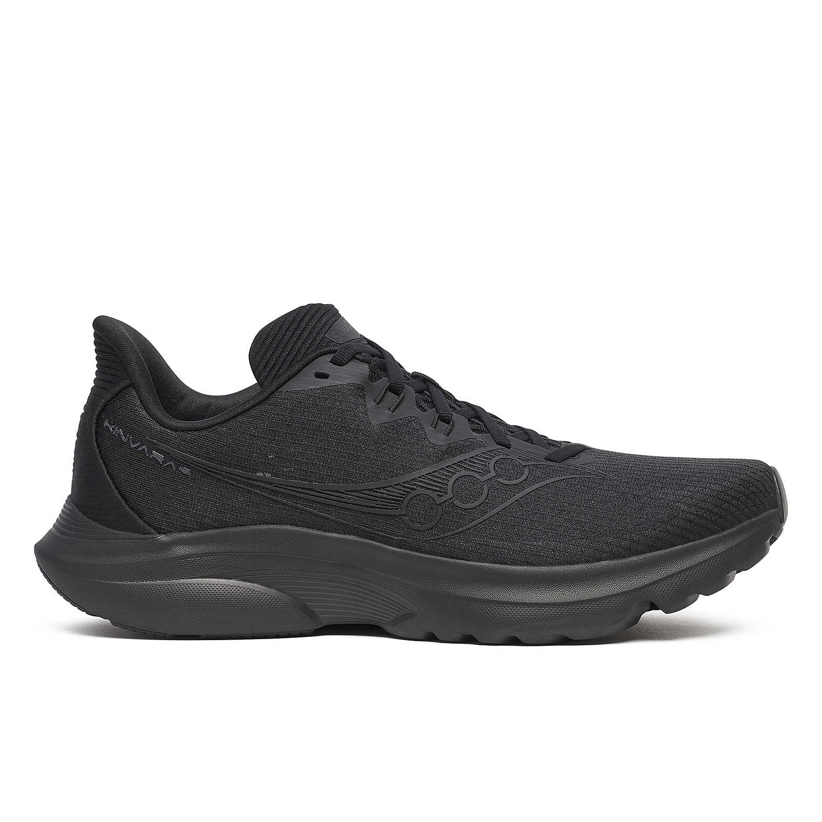 Kinvara 16 - Men by Saucony in black lightweight road running shoe with PWRRUN cushioning for a smooth, energized ride