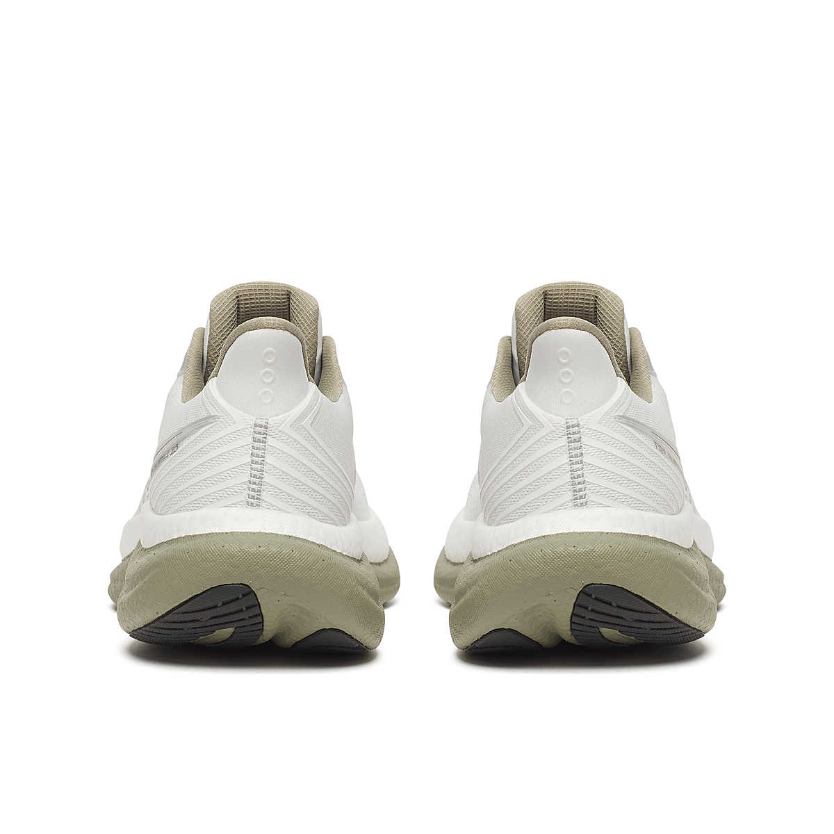 Triumph 23 - Men by Saucony in white and beige with PWRRUN PB cushioning, lightweight road running shoe for long-distance runs