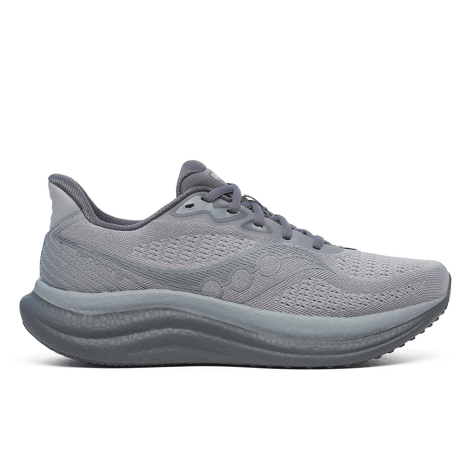 Triumph 23 - Men by Saucony in grey, lightweight responsive running shoe with PWRRUN PB cushioning for long distance road running