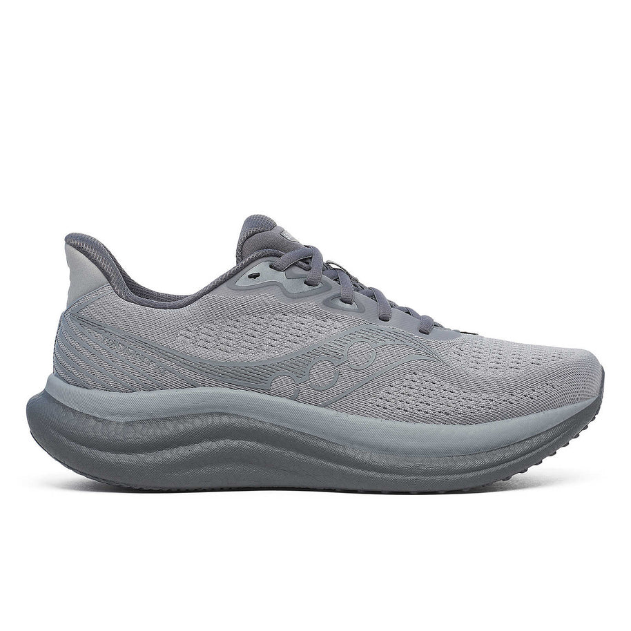 Triumph 23 - Men by Saucony in grey, lightweight responsive running shoe with PWRRUN PB cushioning for long distance road running