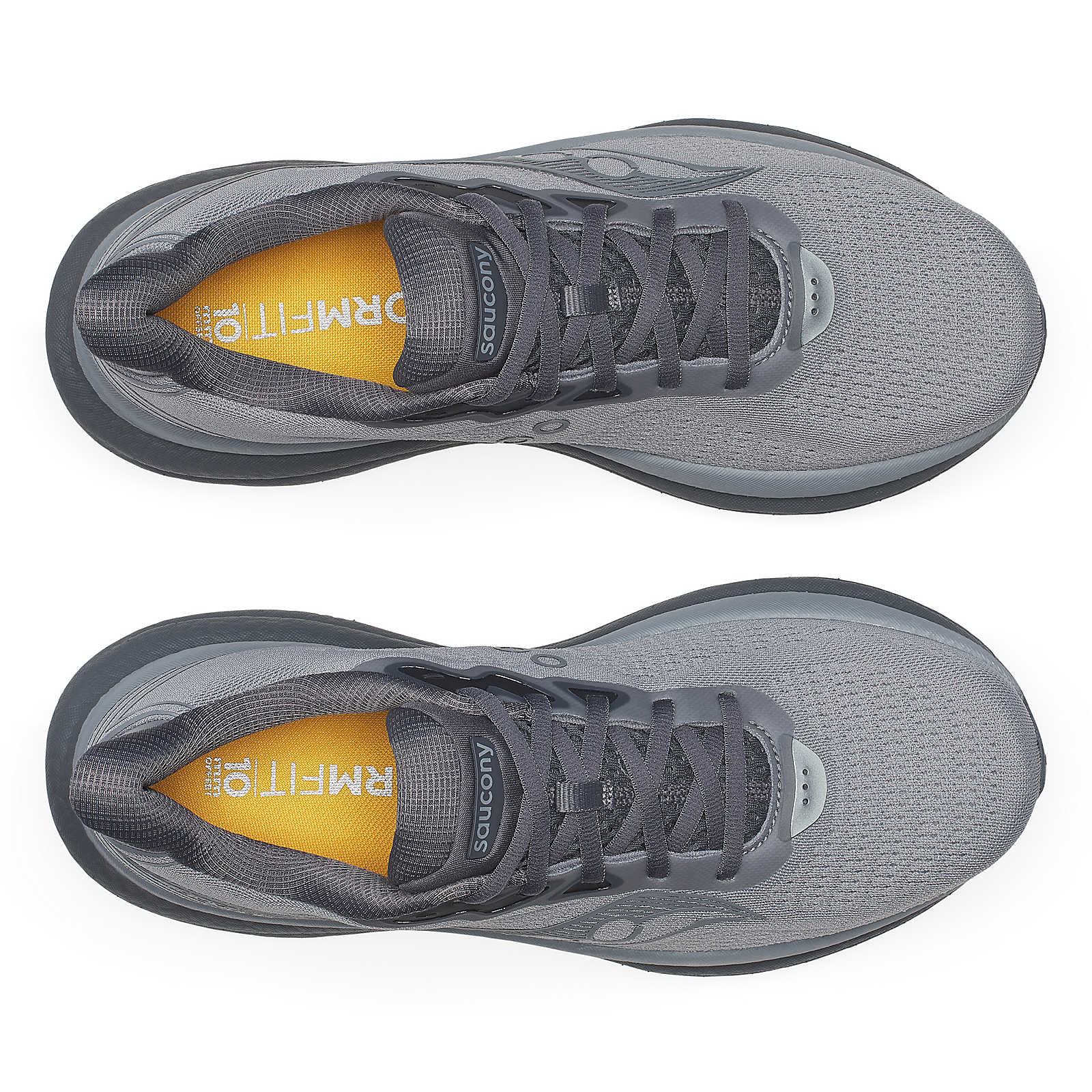 Triumph 23 - Men by Saucony in grey with black accents, lightweight running shoe with PWRRUN PB cushioning for long-distance road running