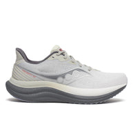 Triumph 23 - Men by Saucony in light grey and black with PWRRUN PB cushioning for responsive long-distance road running and comfort