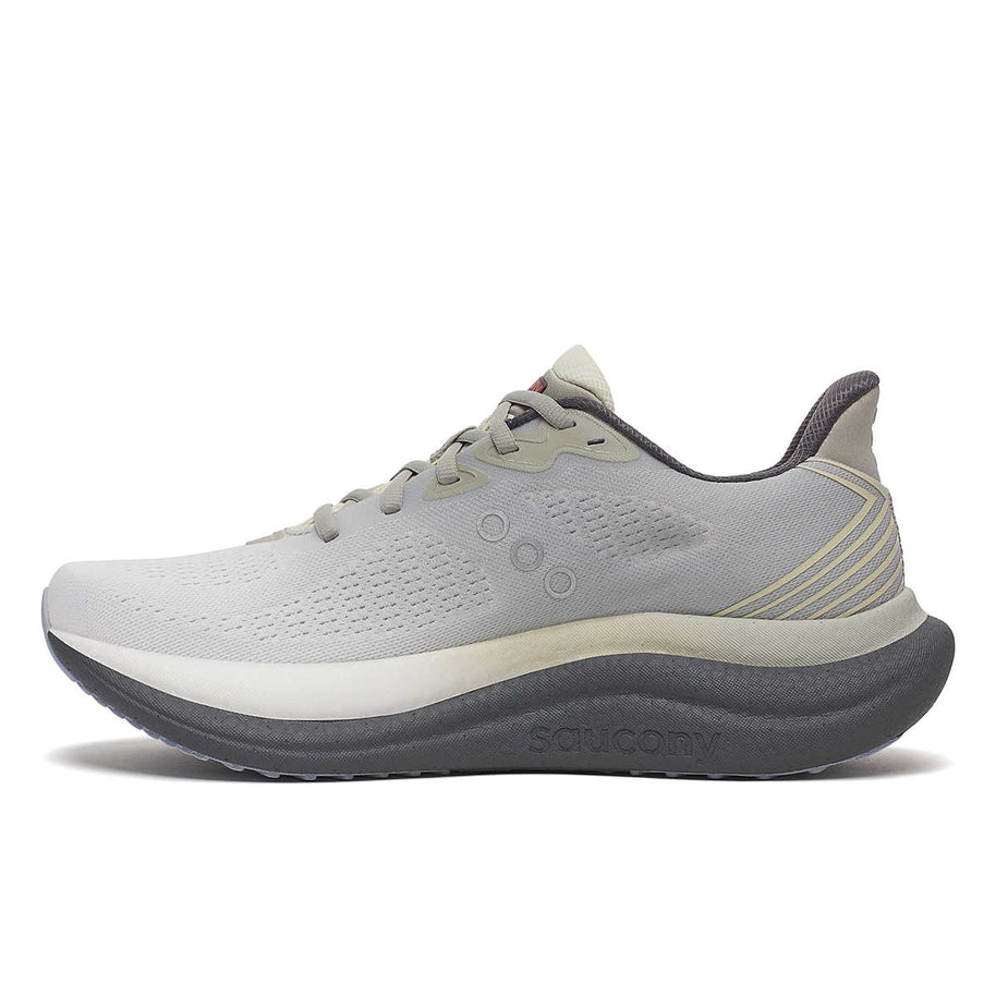 Triumph 23 - Men by Saucony in grey and black with PWRRUN PB cushioning, lightweight road running shoe for longer runs and responsive ride