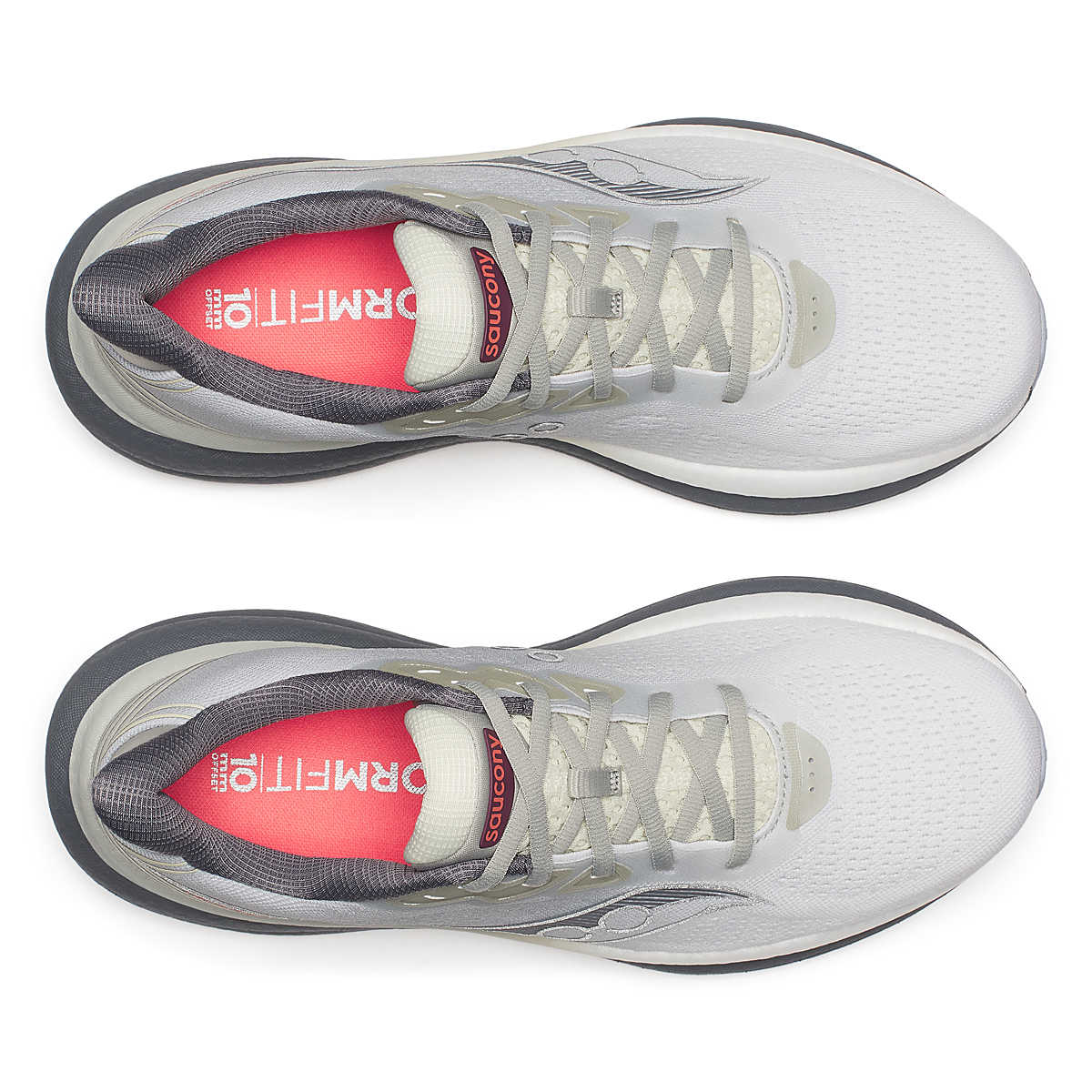 Triumph 23 - Men by Saucony in white and grey with PWRRUN PB cushioning, lightweight road running shoes designed for longer runs