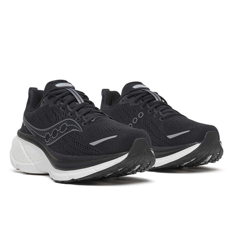 Hurricane 25 Wide - Men by Saucony in black and white with max cushioning and superfoam for comfortable road running and support