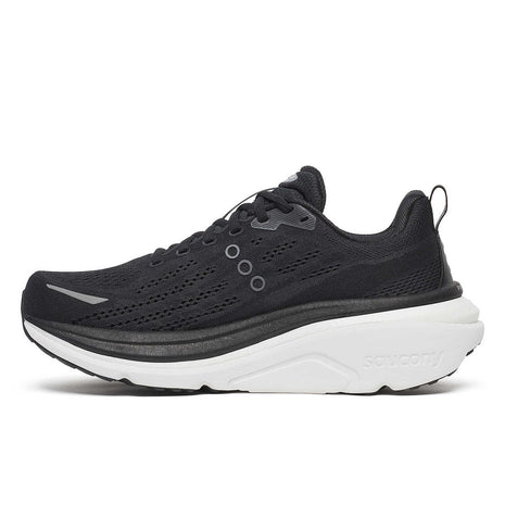Hurricane 25 Wide - Men by Saucony in black and white with max cushioning and responsive superfoam for comfortable road running