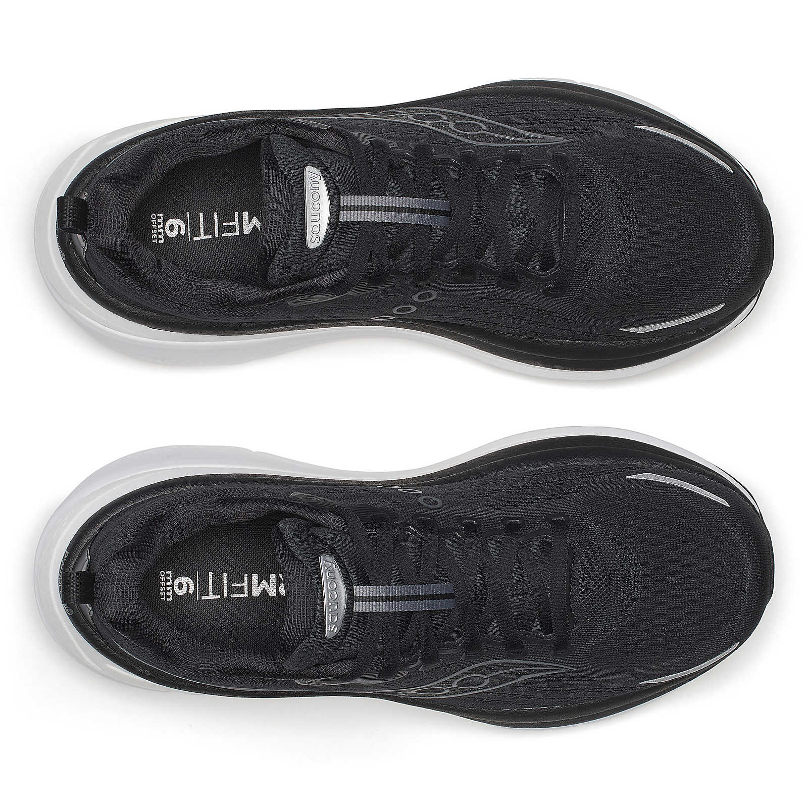 Hurricane 25 Wide - Men by Saucony in black with max cushioning and soft responsive superfoam for comfortable road running