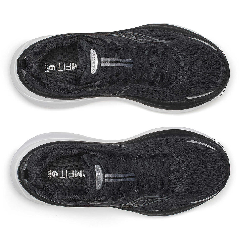 Hurricane 25 Wide - Men by Saucony in black with max cushioning and soft responsive superfoam for comfortable road running