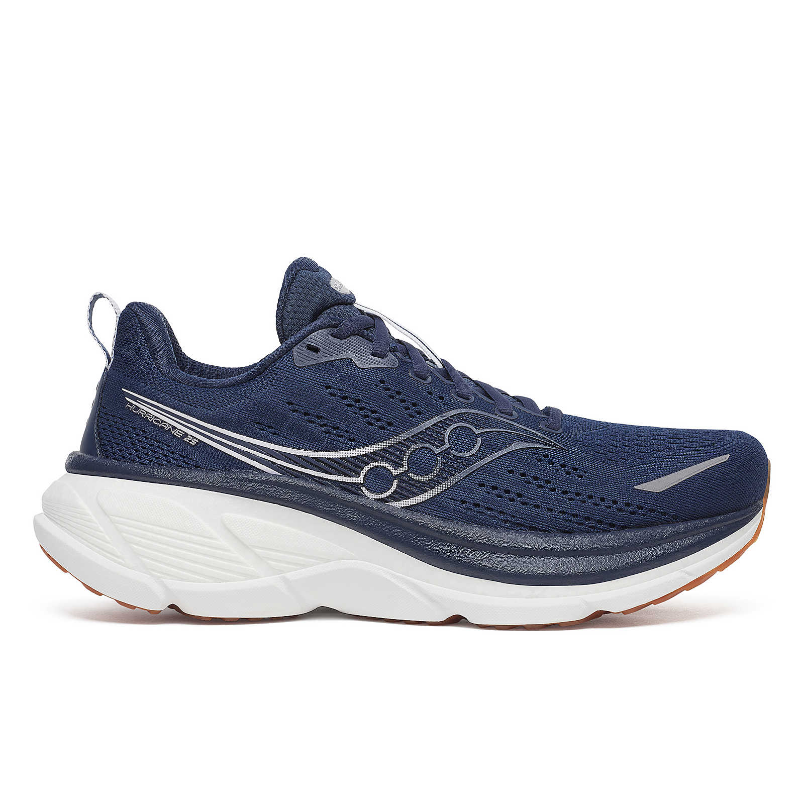 Hurricane 25 - Men by Saucony in navy with white sole, max cushioning and responsive superfoam for comfortable road running