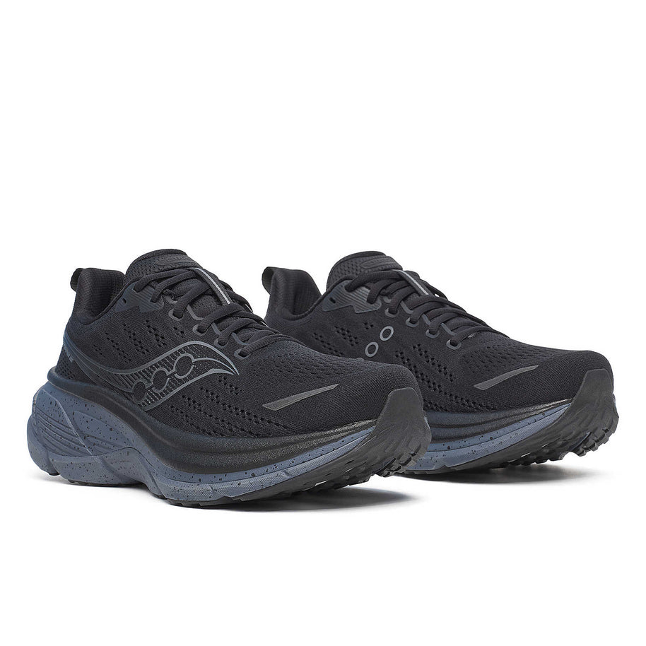 Hurricane 25 - Men by Saucony in black and grey with max cushioning and responsive superfoam, designed for comfortable road running