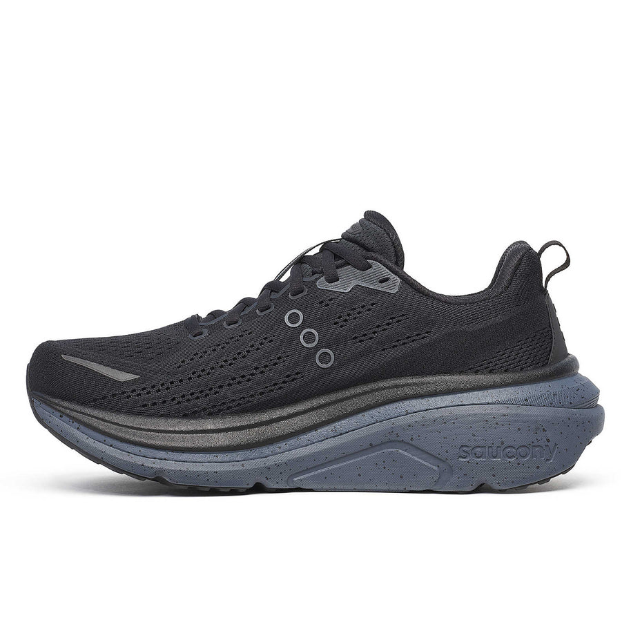 Hurricane 25 - Men by Saucony in black and grey with max cushioning and superfoam for comfortable, confident road running