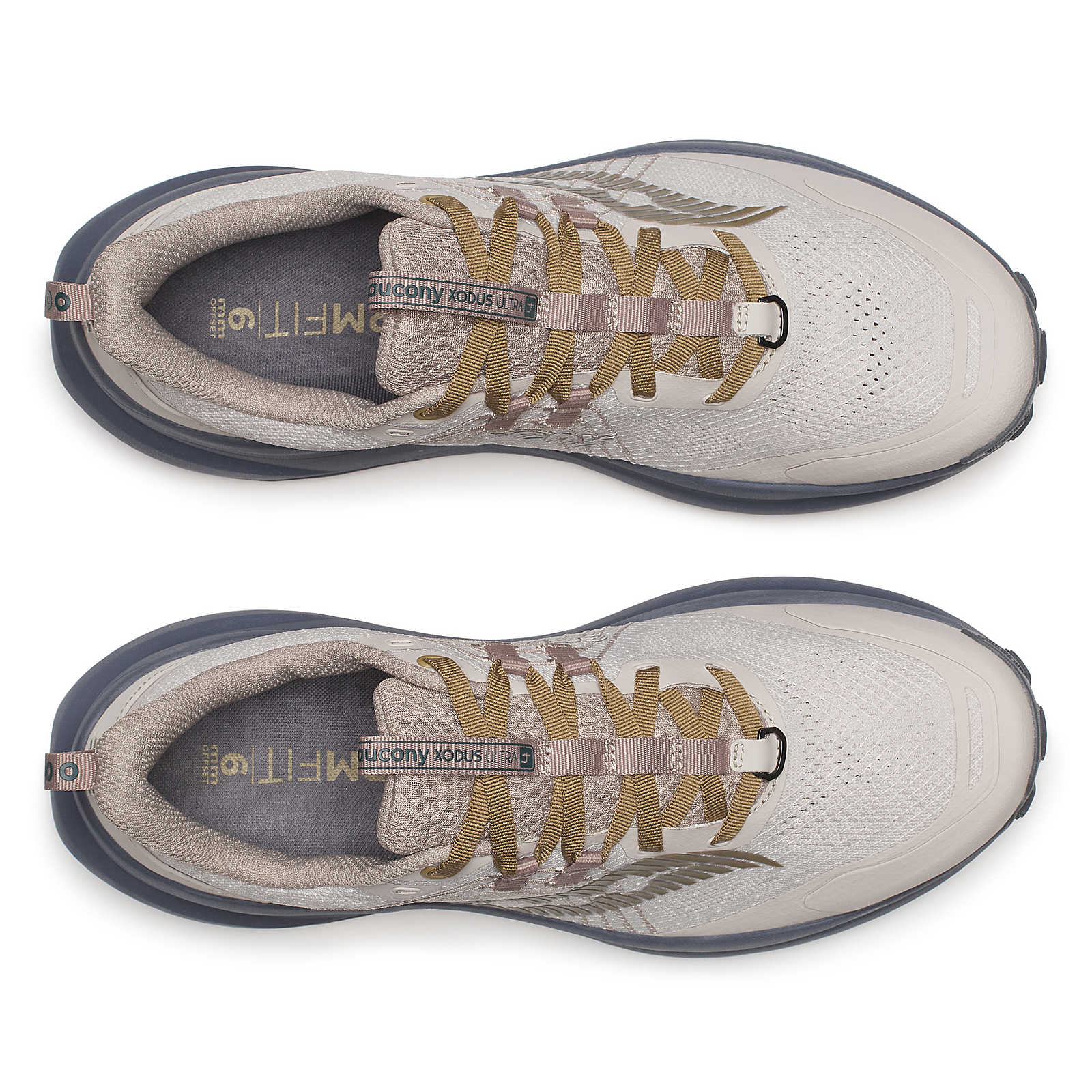 Xodus Ultra 4 - Men by Saucony in beige and grey, max cushioned trail running shoe for long-haul outdoor running and grip