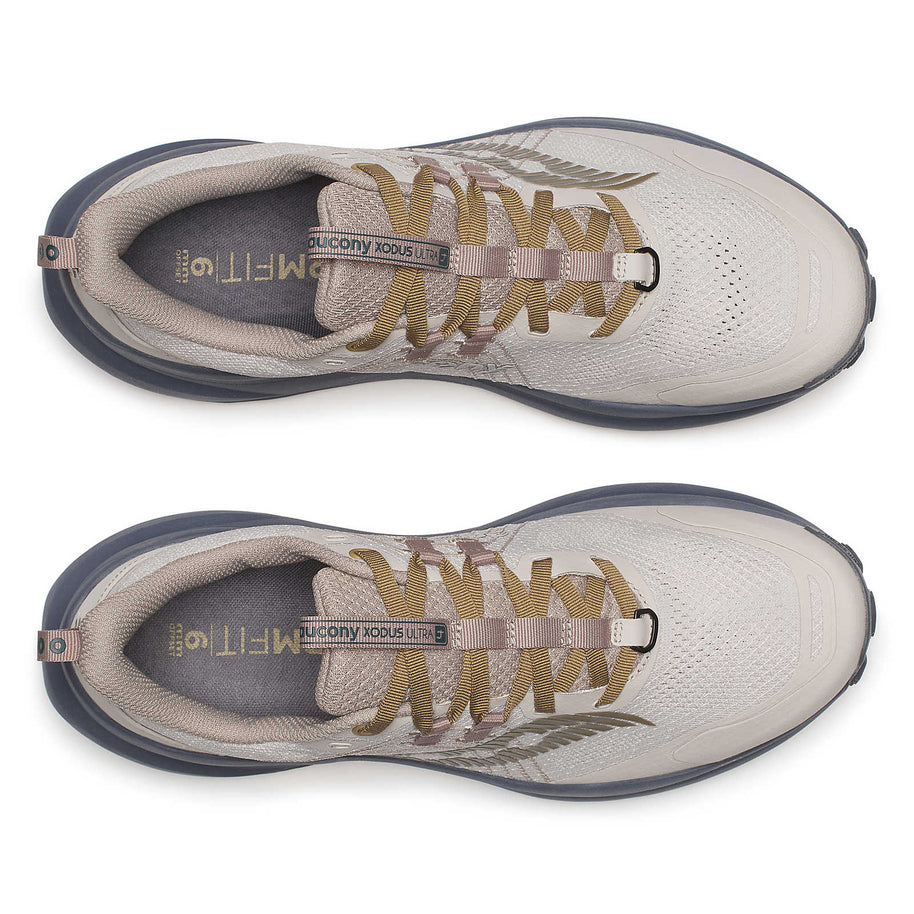 Xodus Ultra 4 - Men by Saucony in beige and grey, max cushioned trail running shoe for long-haul outdoor running and grip