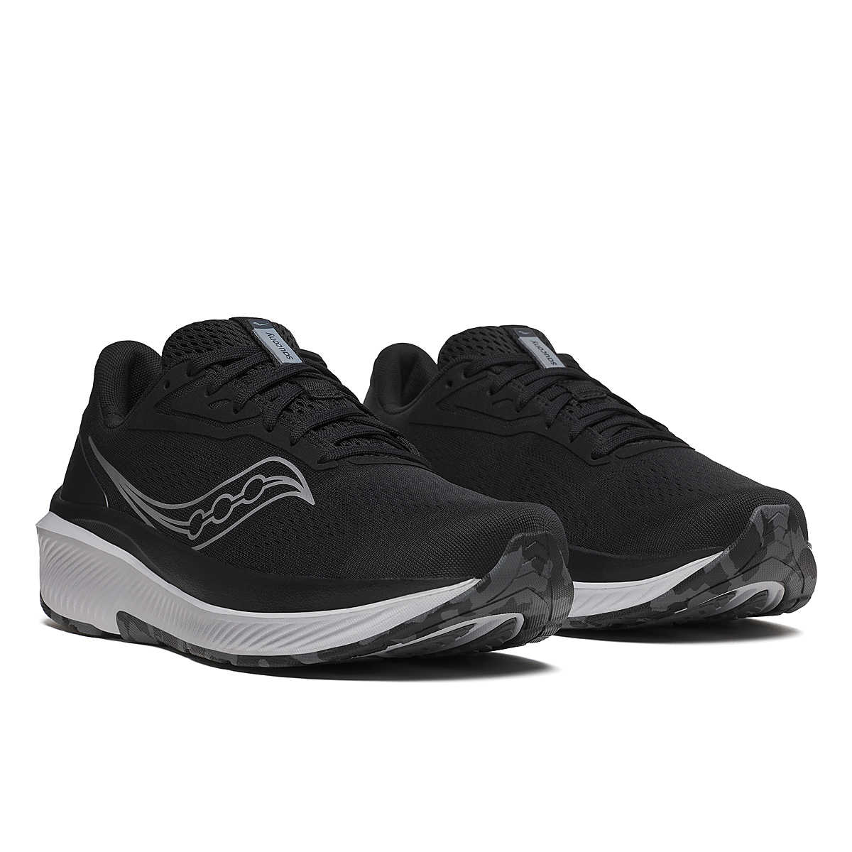Echelon 10 X Wide - Men by Saucony in black with white sole, cushioned running shoe with wide stable base for road running and walking