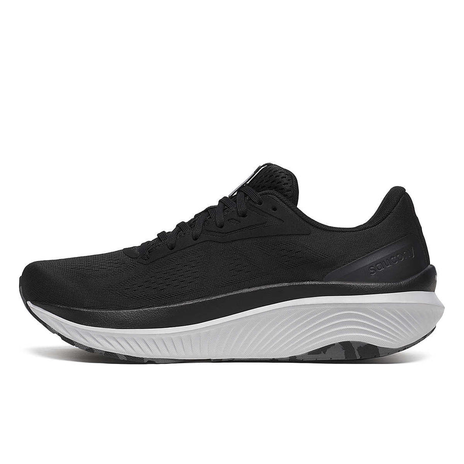 Echelon 10 X Wide - Men by Saucony in black with white sole, wide running shoe with stable base and cushioning for road running and walking