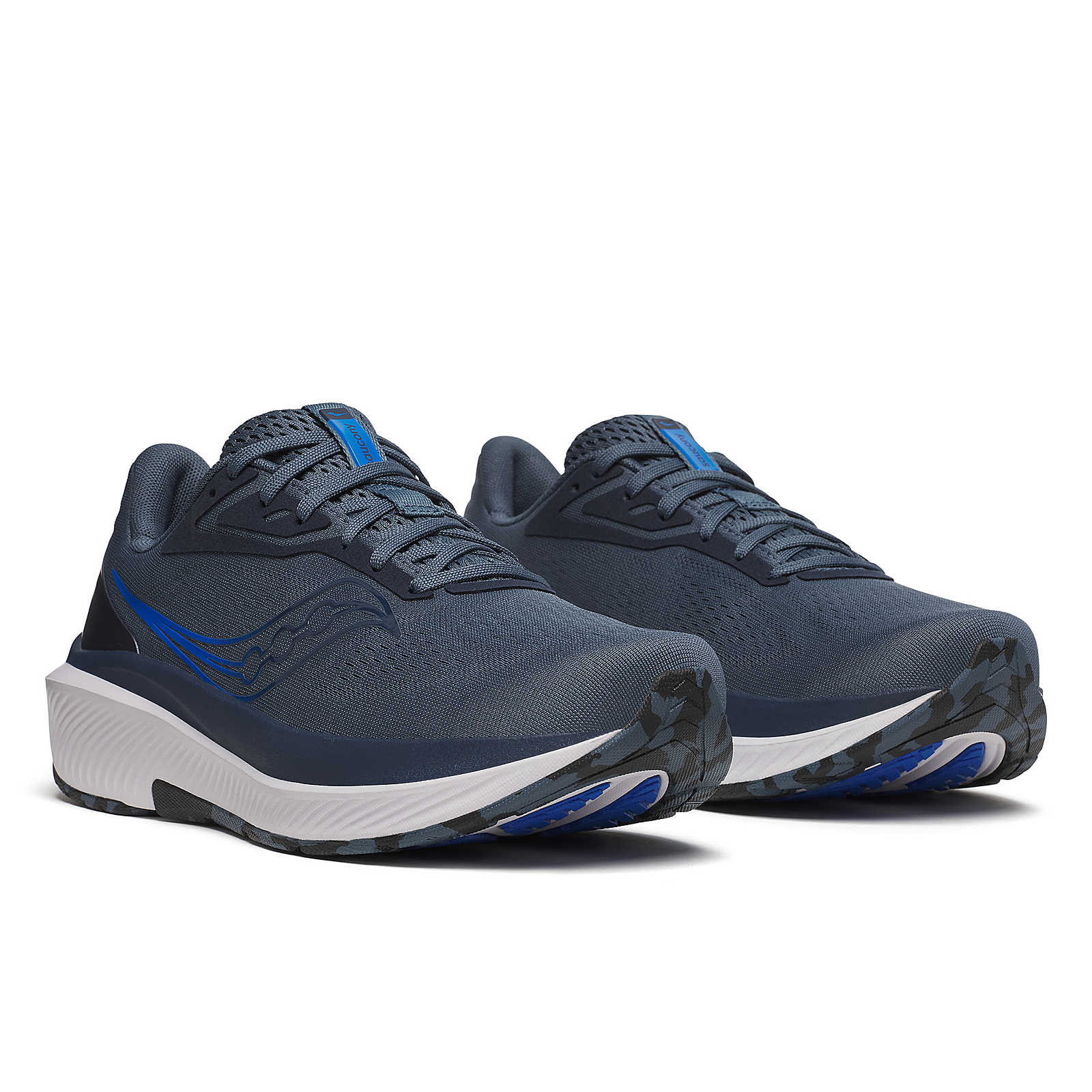 Echelon 10 - Men by Saucony in navy and black, cushioned road running shoe with broad stable base for comfort and protection
