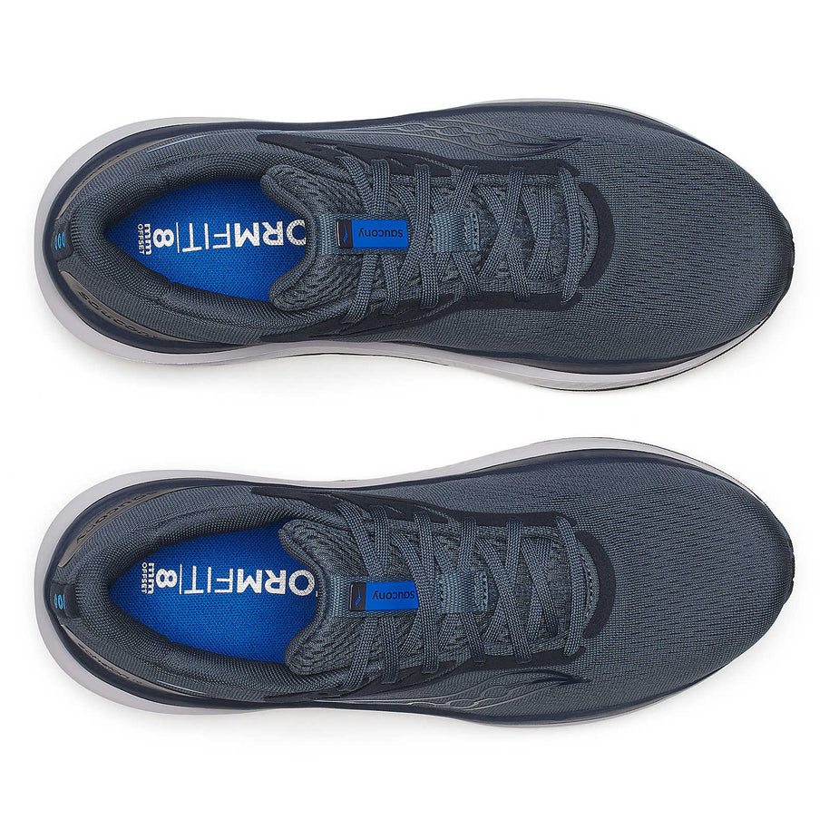 Echelon 10 - Men by Saucony in navy blue and grey, cushioned road running shoes with stable base for comfort and protection
