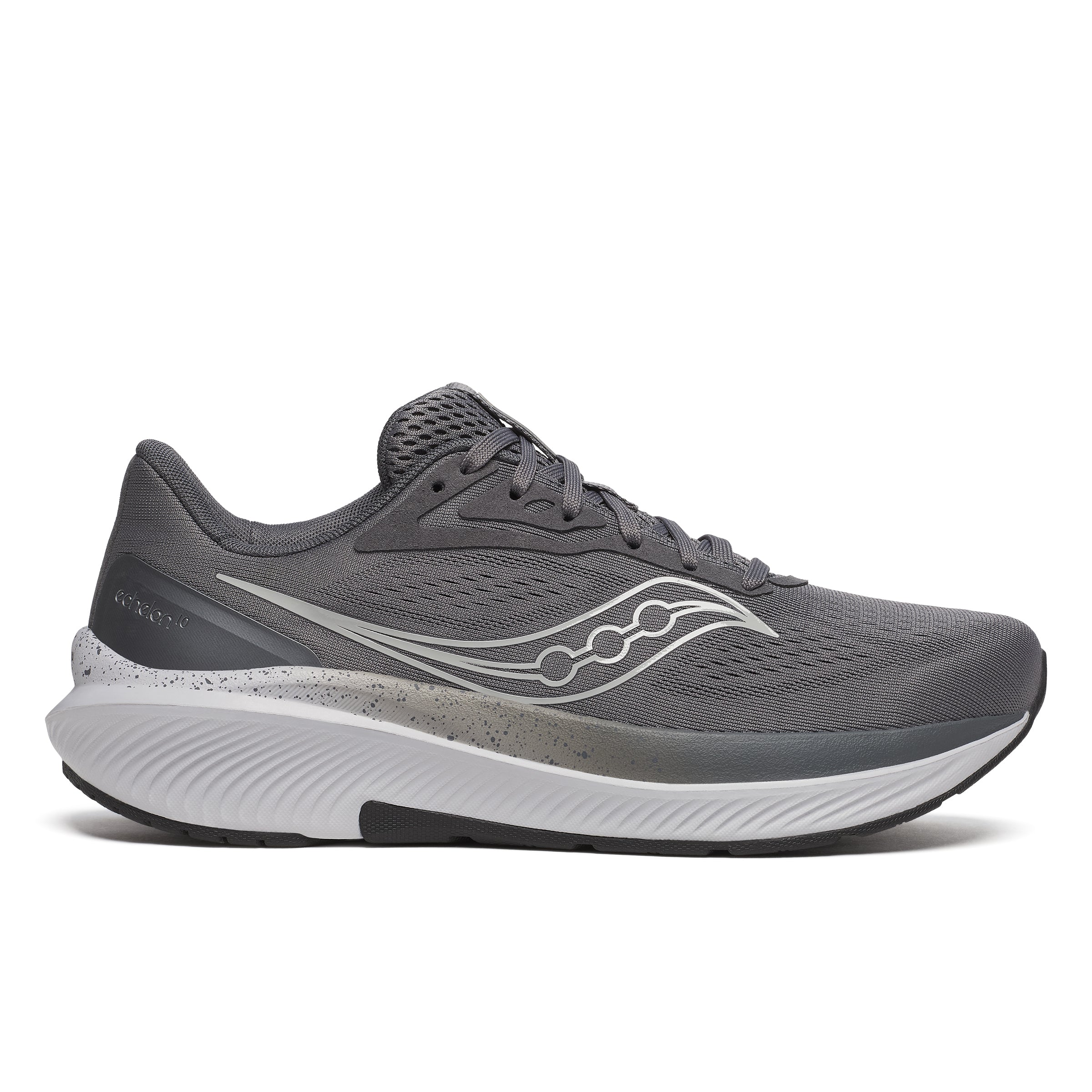 Echelon 10 - Men by Saucony in grey with broad stable base, cushioned road running shoe ideal for walking and comfort protection