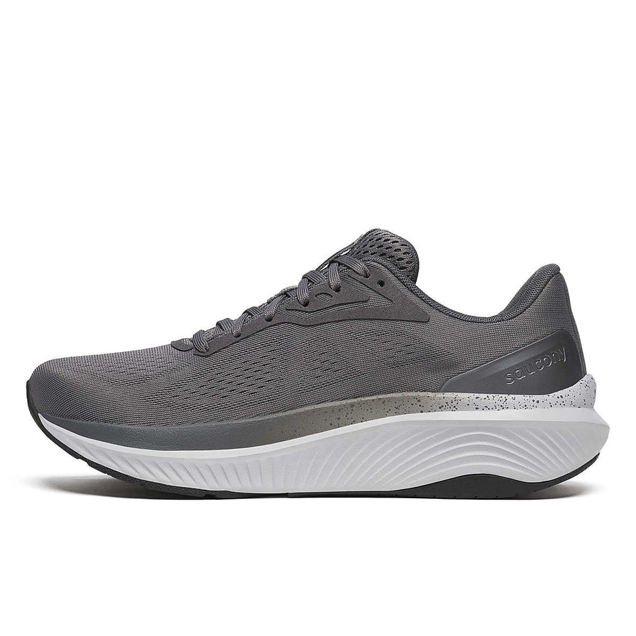 Echelon 10 Wide - Men by Saucony in dark grey with wide base, cushioned support, designed for comfortable road running and walking