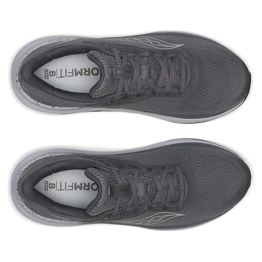 Echelon 10 X Wide - Men by Saucony in dark grey and white, cushioned wide running shoes for comfort and stable road walking