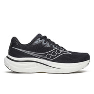 Ride 19 Wide - Men by Saucony in black and white, lightweight responsive road running shoe for long runs and faster training
