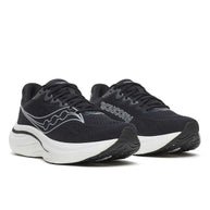 Ride 19 Wide - Men by Saucony in black with white sole, soft responsive road running shoes for long runs and steady training