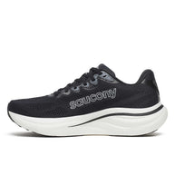 Ride 19 Wide - Men by Saucony in black with white sole, lightweight responsive road running shoe ideal for longer steady runs and training