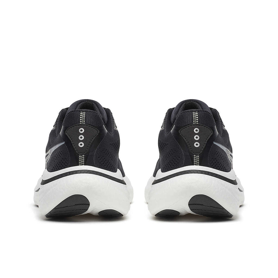 Ride 19 Wide - Men by Saucony in black and white, lightweight responsive road running shoe for easy miles and training sessions