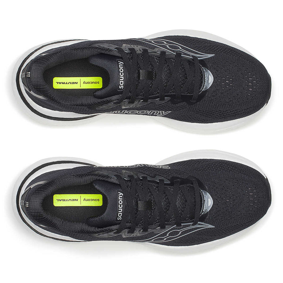 Ride 19 Wide - Men by Saucony in black with responsive cushioning, lightweight design for road running and training comfort