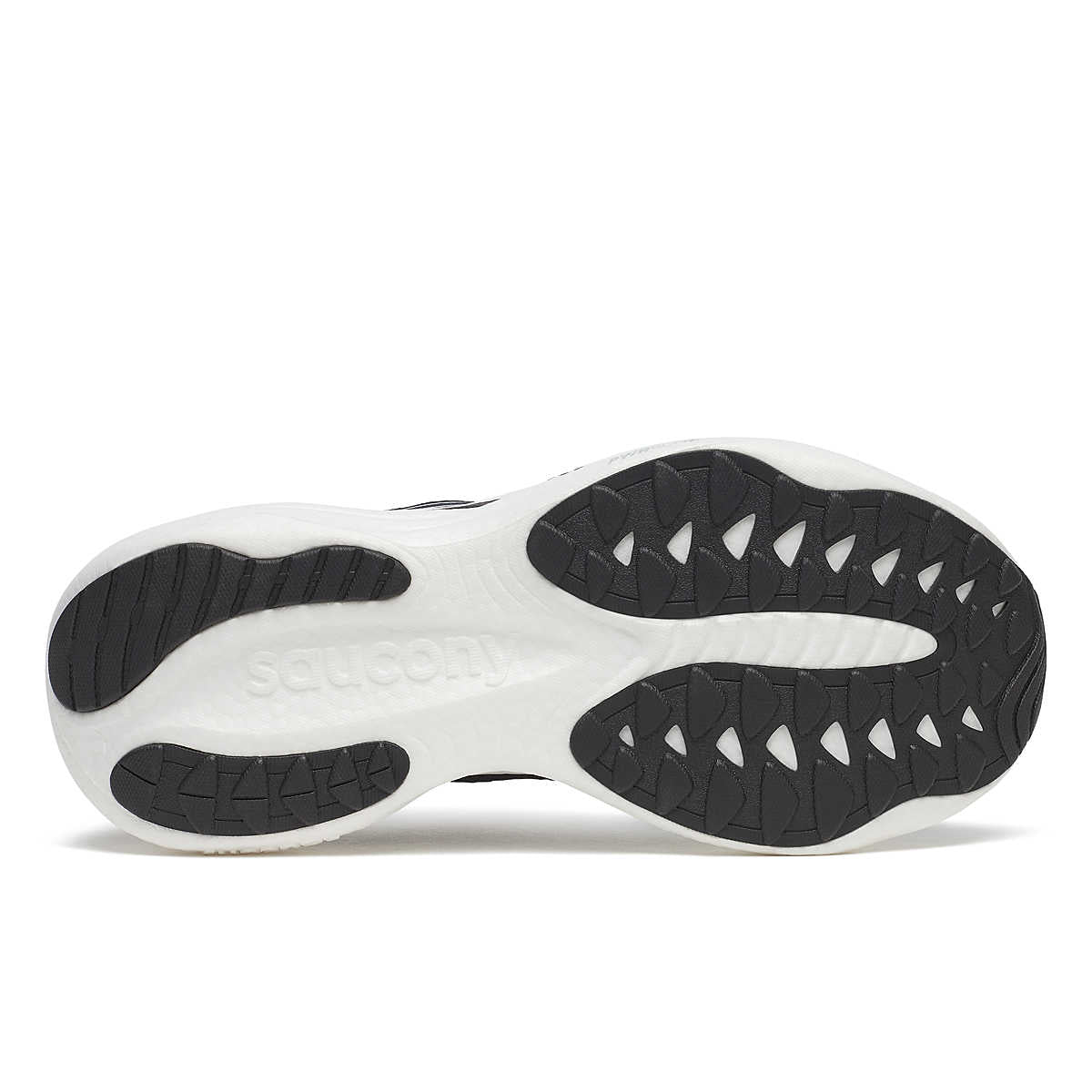 Ride 19 Wide - Men by Saucony in black and white with lightweight responsive sole designed for road running and training.