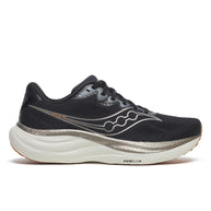 Ride 19 - Men by Saucony in black and silver, lightweight responsive road running shoe designed for easy miles and training runs